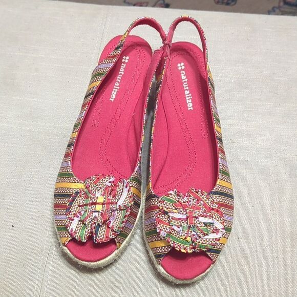 Naturalizer Berlynn multi-colored canvas elastic slingback espadrille wedge 8 - Picture 3 of 8